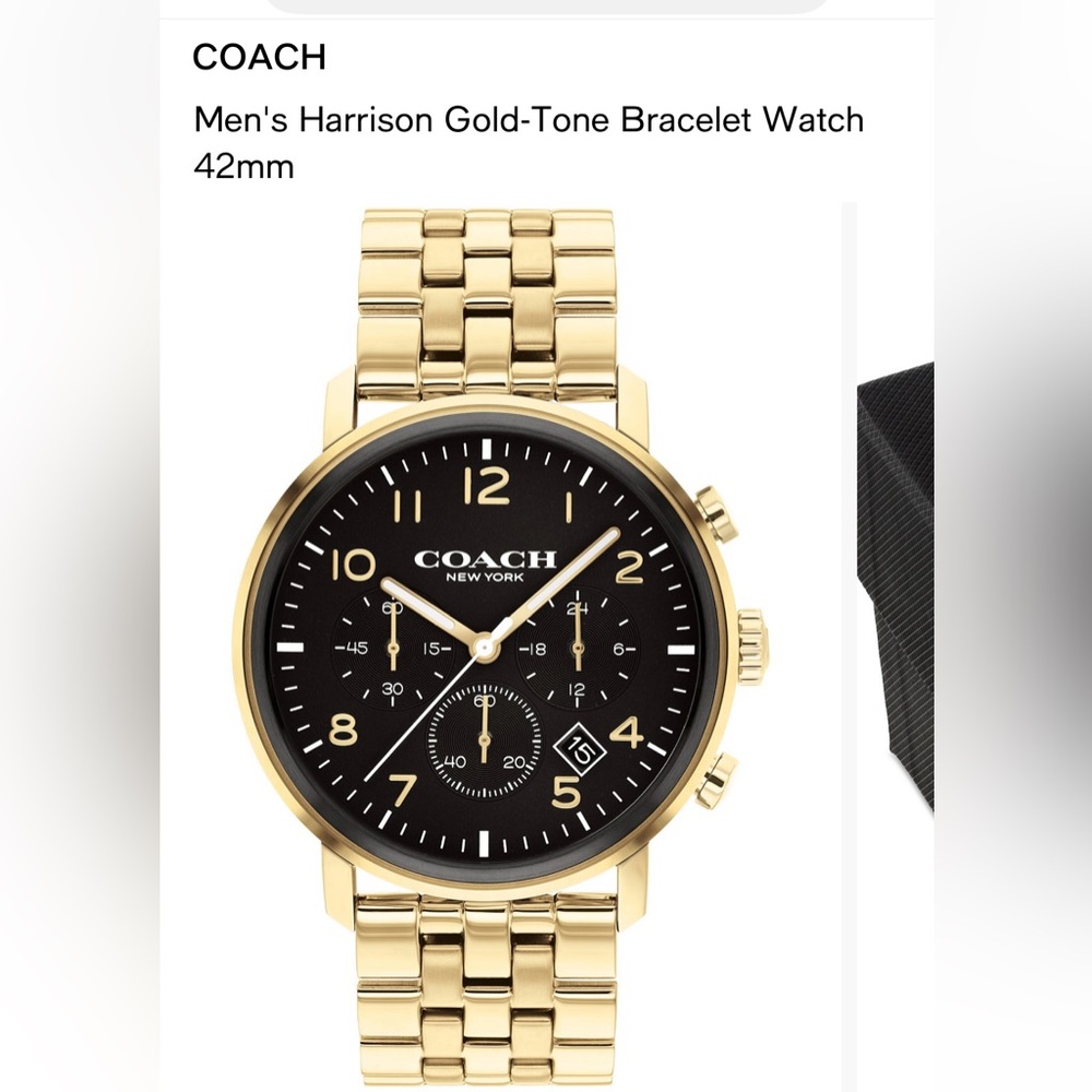 Men’s Coach Harrison Gold Tone 42mm Watch with Blue Dial - Picture 8 of 8
